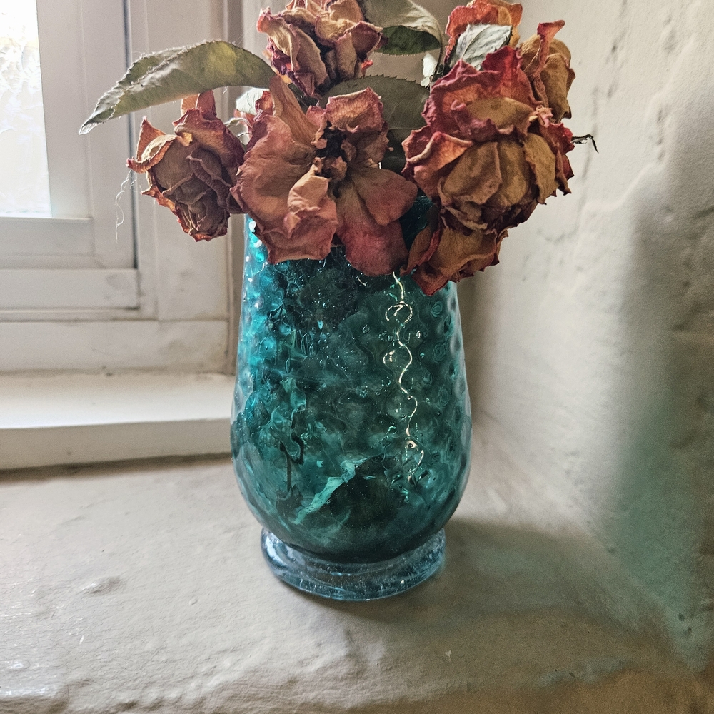 Elegant Midnight Green Glass Vase